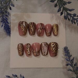 Gold and Pink Nail Art Set